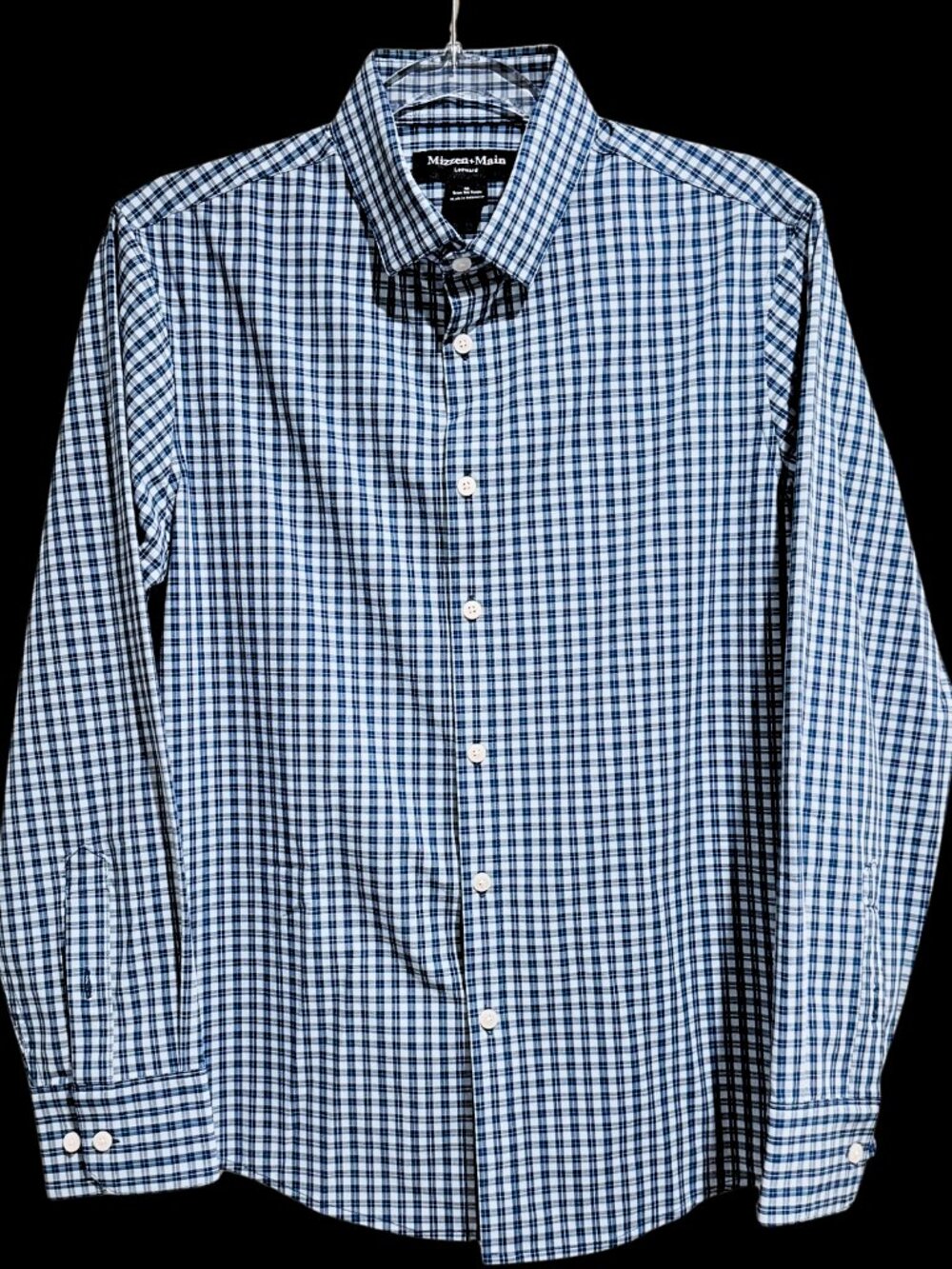 Mizzen Main Leeward Cobalt Ben Plaid No Tuck Dress Shirt NWOT - Picture 6 of 9